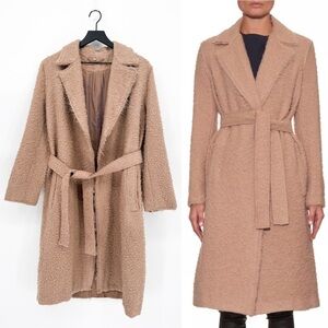 Helmut Lang Shaggy Alpaca and Virgin-Wool Blend Textured Coat in Natural Medium